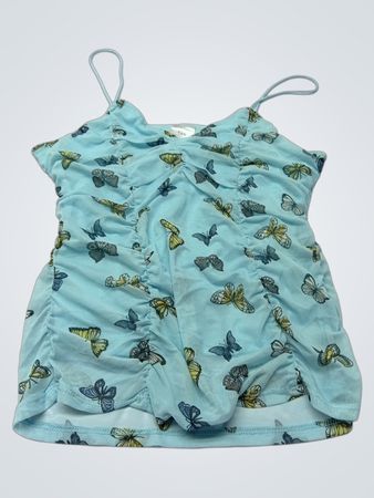 No Boundaries Hellblaues Schmetterling-Detail gerafftes Cami-Top