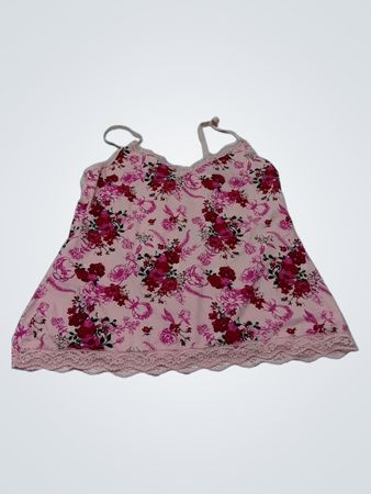 Jessica Simpson Pink Floral Lace Trim Cami