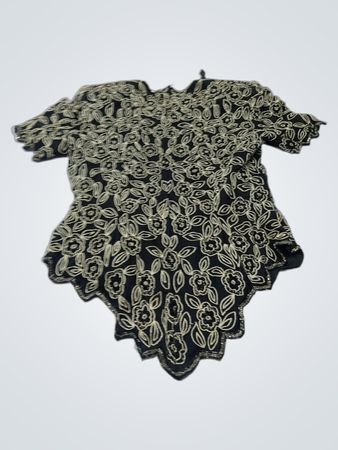 Stenay Schwarze Perlenbestickte Blumenbluse