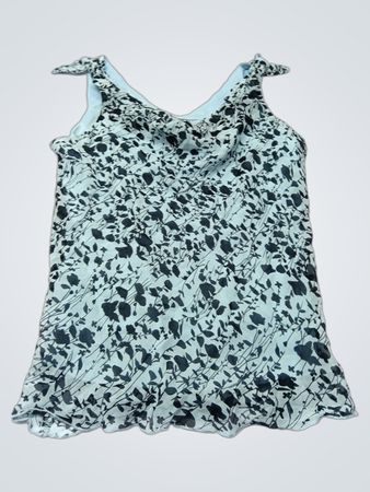 Sangria Damen ärmelloses Oberteil aus Seidenmischung mit blauem Blumenmuster, Größe 8