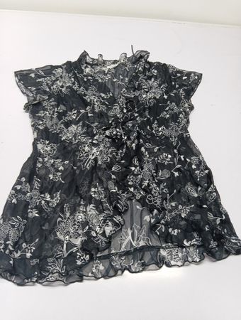 RICKI'S Schwarze transparente Blumenbluse