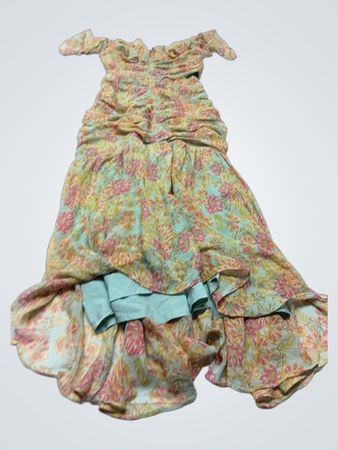 Maxikleid mit gerafftem Blumenmuster