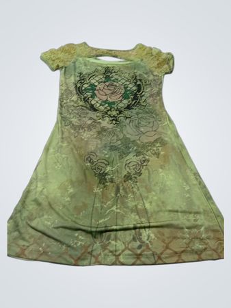 Slluouyi grünes Kleid mit Rosendesign