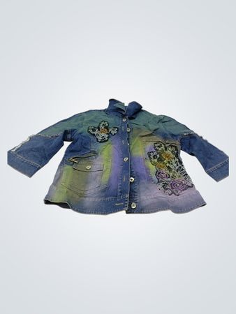 Jeansjacke mit Blumenverzierung