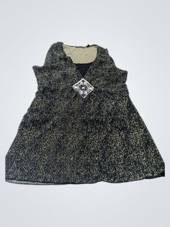 NOTATIONS Damen schwarzes & goldfarbenes strukturiertes ärmelloses Top mit Verzierungen