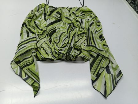 Blue Diamond Damen Bluse mit grünen Streifen und schulterfreiem Ausschnitt