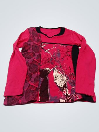 Rosa langärmeliges Shirt mit Grafikdruck