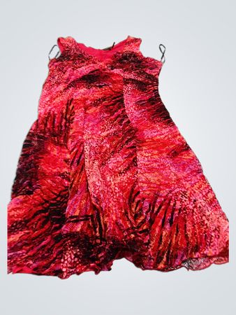 TRICOTTO Rotes und Pinkes Animal-Print Ärmelloses Maxikleid