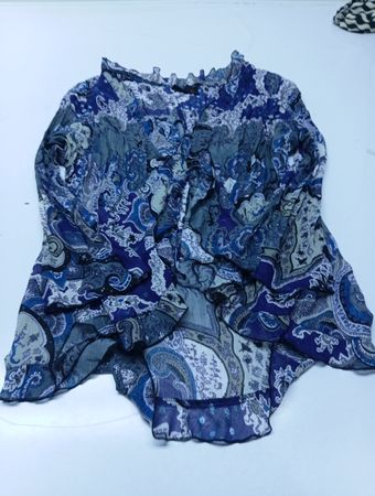 clothing co by Natasha Blue Paisley Ruffle Blouse