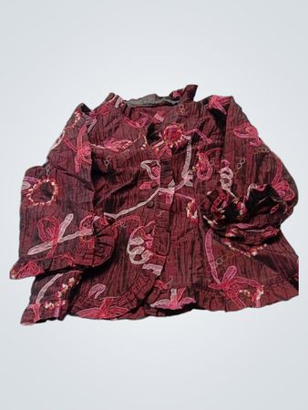 Agora Women's Rote Bluse mit Blumenmuster und Rüschen