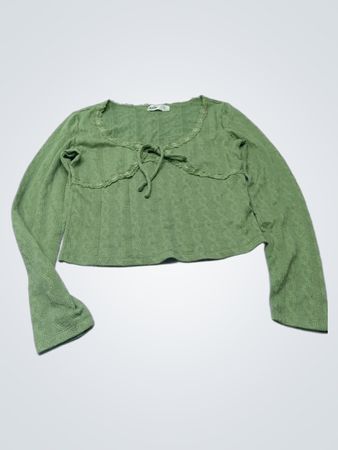 Elodie Green Strickcardigan mit Krawattenbindung vorne