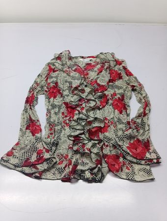 ALLISON TAYLOR Women's Größe S 100% Polyester Blumen-Rüschenbluse