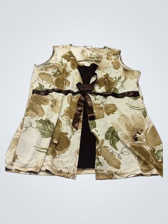 La Sposa Floral ärmelloses Top mit brauner Schleife