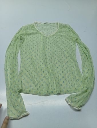 Jacob Lingerie Sheer Floral Long Sleeve Top