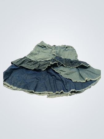 Geteilter Jeans-Rüschensaumrock