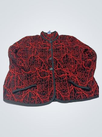 KORET Damen Jacke in Rot und Schwarz, strukturierter Stoff, Größe 14