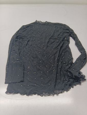 Ginatricot Black Rhinestone Mock Neck Long Sleeve Top