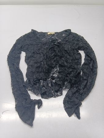 LONDON ROSE Black Lace Langarm-Top