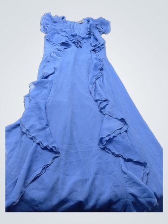 Blaues Rüschendesign Kleid