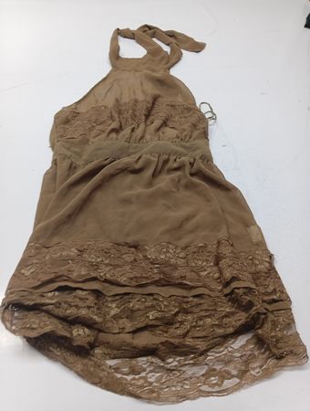 Vera Blige Halter-Kleid mit Spitzenbesatz