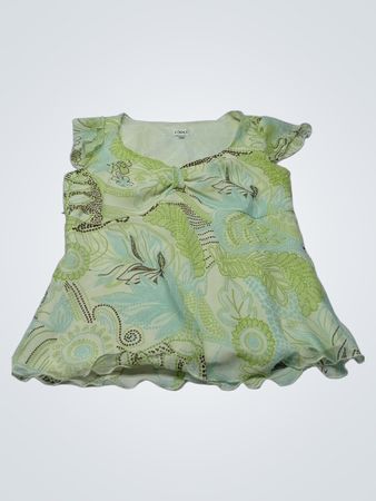 Cleo Damenshirt mit grünem Blumenmuster und Schleifenfront