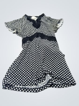 Laura Schwarzes und Weißes Polka-Dot-Kleid mit schwarzer Schleife