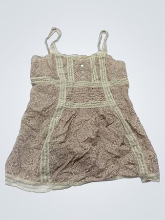 Beiger floral bedrucktes Trägertop mit Spitzenbesatz