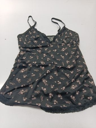 Dunkles Blumenmuster-Camisole mit Spitzenbesatz
