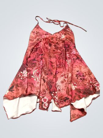 Rosa Blumenmuster Neckholderkleid