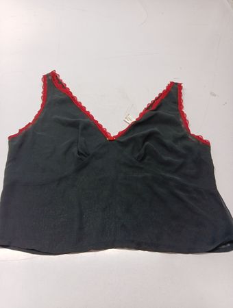 Schwarzes Camisole mit roter Spitzenverzierung