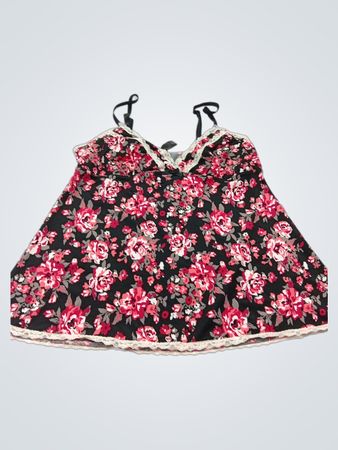 Babydoll-Oberteil mit Blumenmuster und Spitzensaum