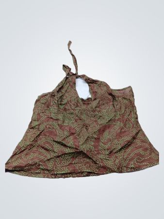 Braun-grünes gemustertes Neckholder-Top