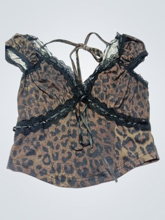 DELIA*S Leopard-Print-Spitzenbesatz-Korsett-Top