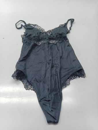 Dunkelgrauer Bodysuit mit Spitzenbesatz