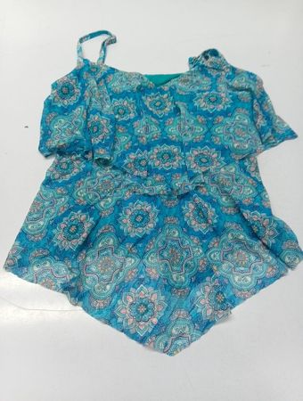 Blau gemustertes Top mit Trägern