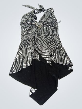 Silbernes und schwarzes Zebra-Print Neckholder-Top