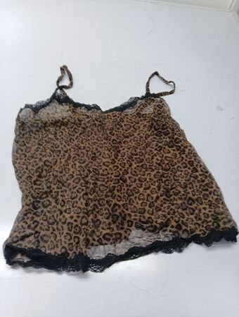 Leopard-Print-Camisole mit schwarzer Spitzenverzierung