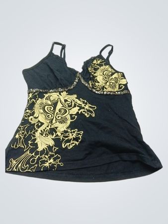 Schwarzes Camisole mit gelbem Blumenmuster