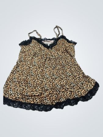 La Vie en Rose Camisole-Oberteil mit Leopardenmuster und Spitzenbesatz