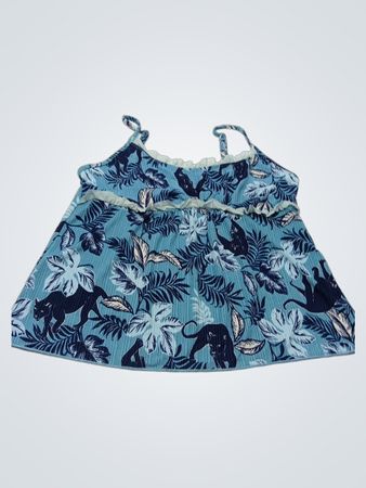 Secret Treasures Mädchen Blaues Blumen-Pantherdruck-Cami-Top Größe S (4-6)