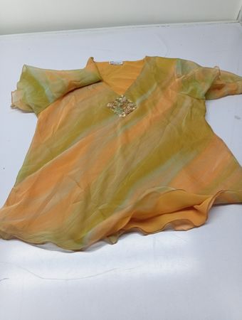 Flash Back Woman Fashion orange-grünes gestreiftes Top