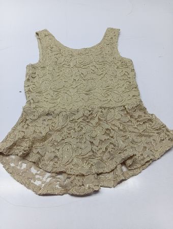 Beiges Spitzen-Peplum-Top mit Schleifendetail