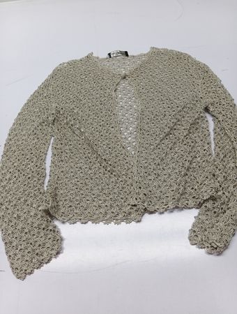 Saks Fifth Avenue Beige gehäkelte Strickjacke