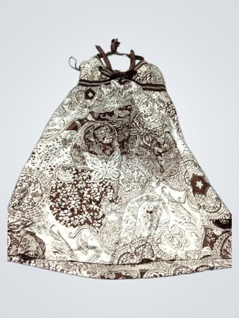 Lovebird Damen braunes Paisley-Muster Neckholder-Kleid XS