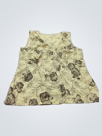 Creamfarbenes ärmelloses Oberteil mit Blumenmuster