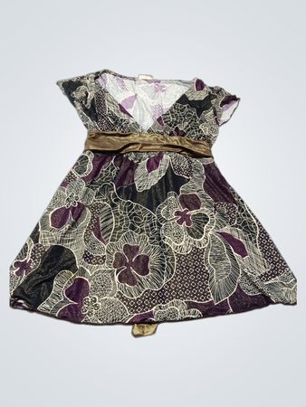 Q'lala Damenkleid mit Blumenmuster und Gürtel
