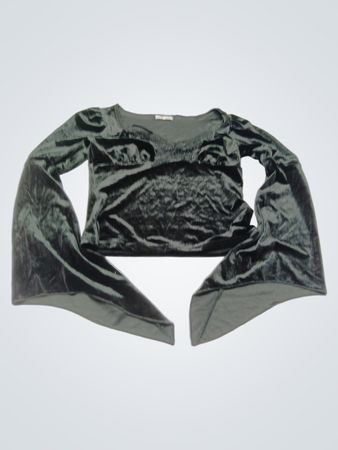 Romwe Velvet Bell Sleeve Top
