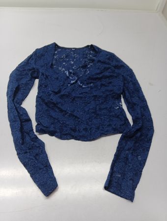 Blaues Spitzen-Cropped-Cardigan