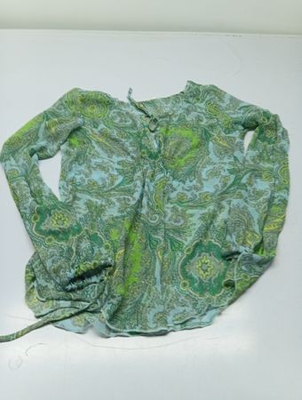 Zoul Damen Bluse mit grünem Paisley-Muster
