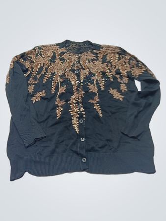 Dunkelblauer Cardigan mit Blumenmuster